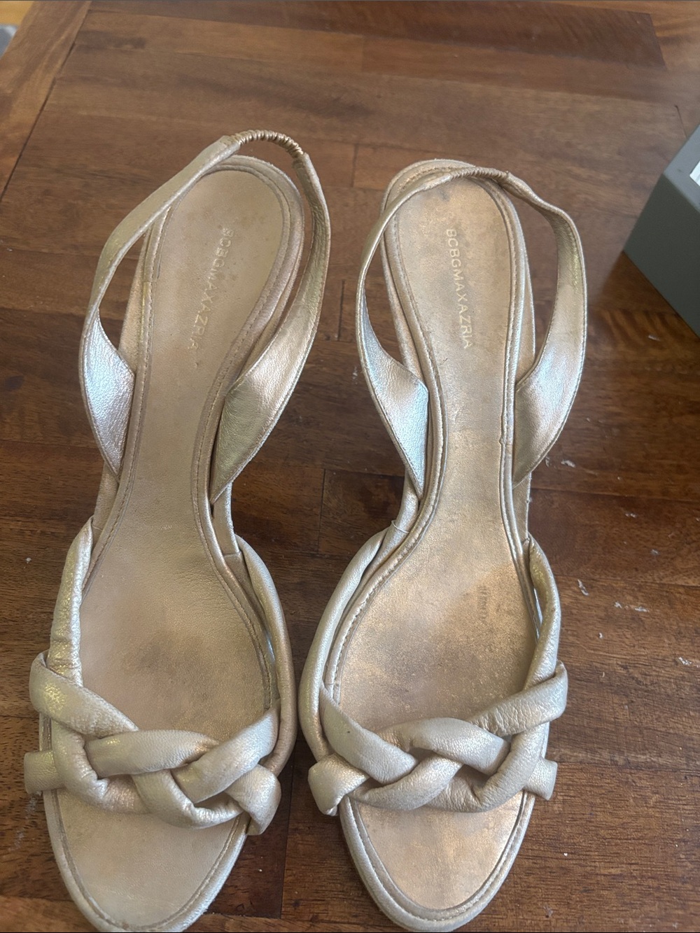 BCBGMaxAzria Metallic Gold Braided Slingback Sandals